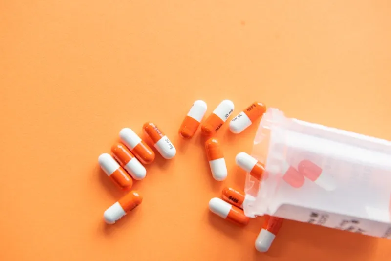 Pharmacy shelves with medications